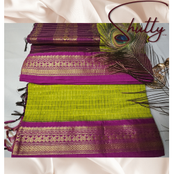 CHECKED KALYANI COTTON SAREE - GREEN