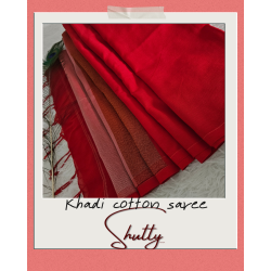 Pure Handwoven Khadi Cotton Saree – Eco-Friendly & Elegant (with Blouse Piece)