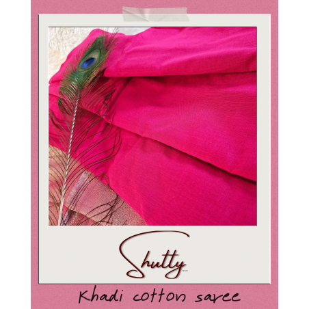 KHADI SAREE - PINK